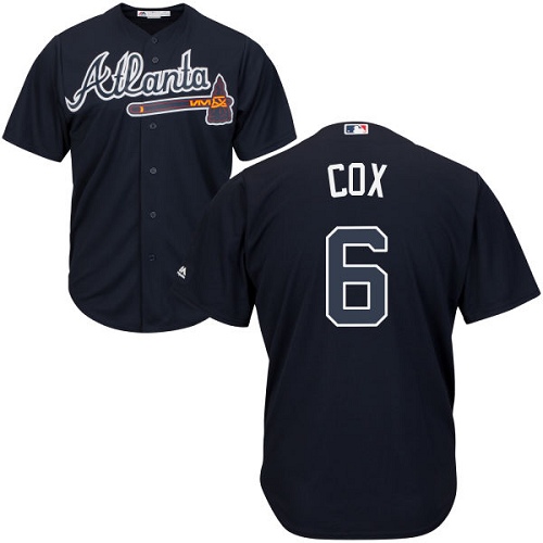 Braves #6 Bobby Cox Navy Blue Cool Base Stitched Youth MLB Jersey - Click Image to Close